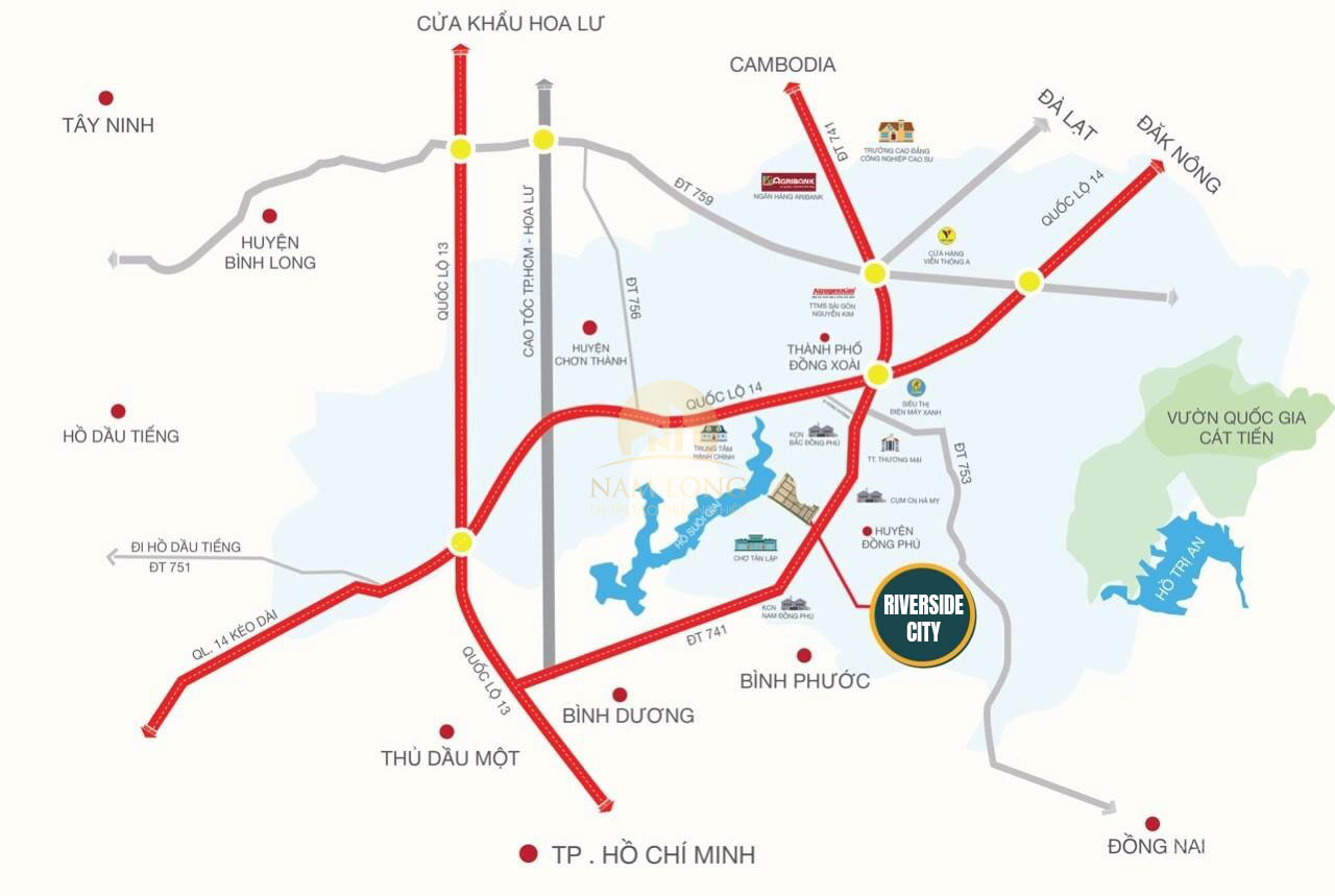 Nằm ngay trục đường DT741, xã Đồng Phú, tỉnh Đồng Nai (cũ là xã Tân Lập, huyện Đồng Phú) – cửa ngõ phía Nam Bình Phước.